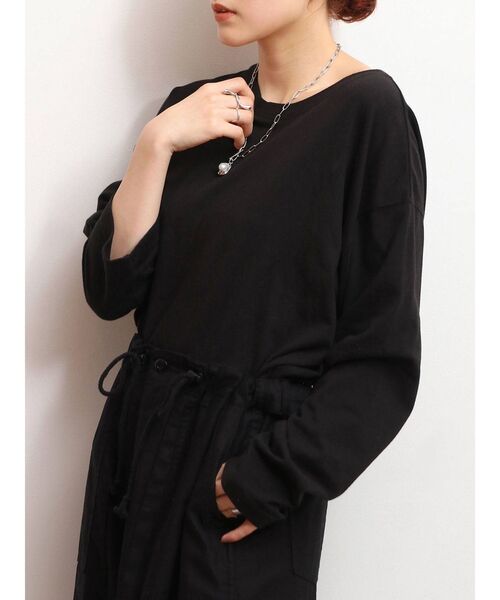 Ungrid(アングリッド)の「ラウンドロングスリーブTee(Tシャツ/カットソー・レディース・ブラック/オフホワイト・FREE)」の1枚目の写真