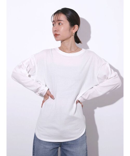 Ungrid(アングリッド)の「ラウンドロングスリーブTee(Tシャツ/カットソー・レディース・ブラック/オフホワイト・FREE)」の8枚目の写真