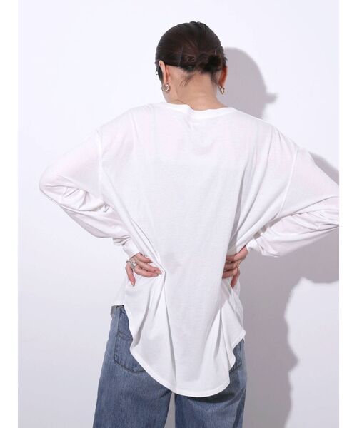 Ungrid(アングリッド)の「ラウンドロングスリーブTee(Tシャツ/カットソー・レディース・ブラック/オフホワイト・FREE)」の4枚目の写真