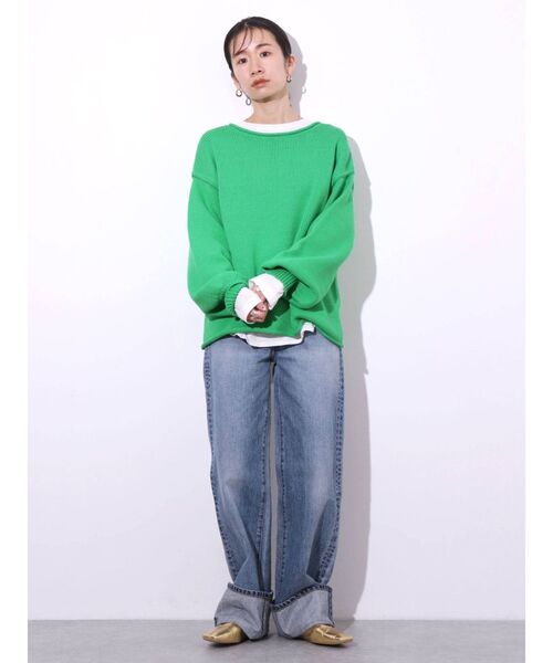 Ungrid(アングリッド)の「ラウンドロングスリーブTee(Tシャツ/カットソー・レディース・ブラック/オフホワイト・FREE)」の11枚目の写真