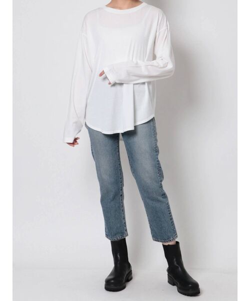 Ungrid(アングリッド)の「ラウンドロングスリーブTee(Tシャツ/カットソー・レディース・ブラック/オフホワイト・FREE)」の16枚目の写真