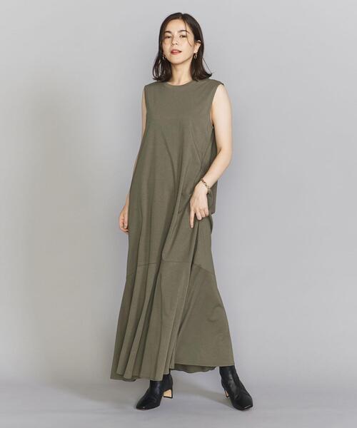 BEAUTY&YOUTH UNITED ARROWS（ビューティーアンドユースユナイテッドアローズ）の「コットンレーヨン フレア ノースリーブ ワンピース ウォッシャブル-（ワンピース・レディース・ブラック/オリーブ/ワインレッド・FREE）」の14枚目の写真