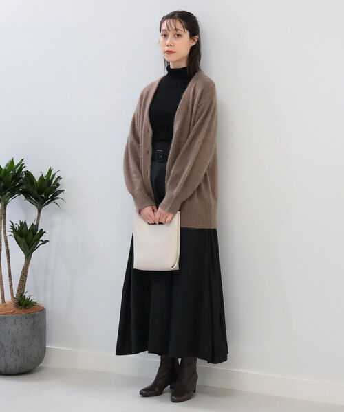 Ray BEAMS（レイビームス）の「Ray BEAMS / BOX タック フレア スカート（スカート・レディース・ブラック/ダークブラウン・0/1）」の4枚目の写真