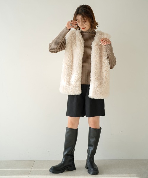 rectangle（レクタングル）の「ボリュームエコファーベスト（ベスト・レディース・アイボリー/ピンク/ブラック・FREE）」の10枚目の写真