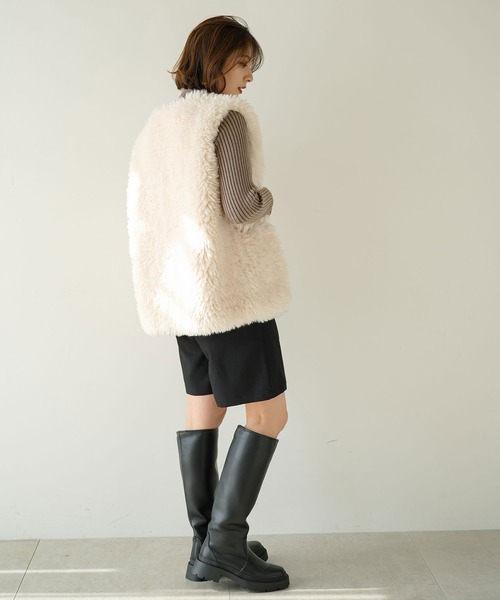 rectangle（レクタングル）の「ボリュームエコファーベスト（ベスト・レディース・アイボリー/ピンク/ブラック・FREE）」の9枚目の写真