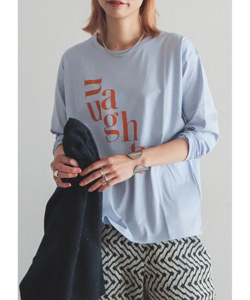 FIL DE FER（フィルデフェール）の「ノーティープリント　長袖TEE（Tシャツ/カットソー・レディース・ホワイト/サックスブルー・FREE）」の1枚目の写真