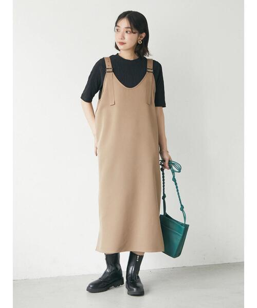 Green Parks(グリーンパークス)の「サス付きジャンスカ(ジャンパースカート・レディース・ブラック/ベージュ・FREE)」の11枚目の写真