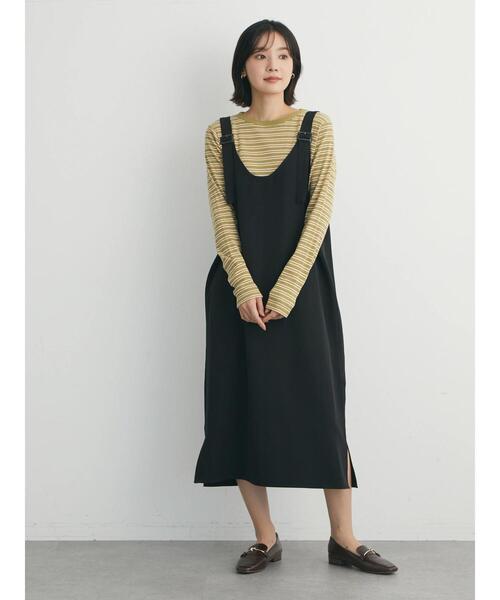 Green Parks(グリーンパークス)の「サス付きジャンスカ(ジャンパースカート・レディース・ブラック/ベージュ・FREE)」の12枚目の写真