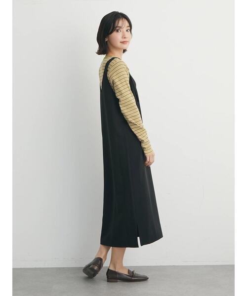 Green Parks(グリーンパークス)の「サス付きジャンスカ(ジャンパースカート・レディース・ブラック/ベージュ・FREE)」の4枚目の写真