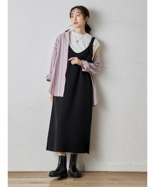 Green Parks(グリーンパークス)の「サス付きジャンスカ(ジャンパースカート・レディース・ブラック/ベージュ・FREE)」の3枚目の写真