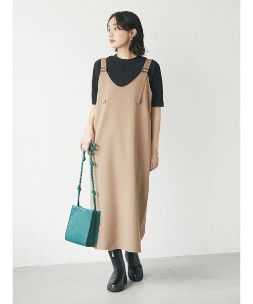 Green Parks(グリーンパークス)の「サス付きジャンスカ(ジャンパースカート・レディース・ブラック/ベージュ・FREE)」の14枚目の写真