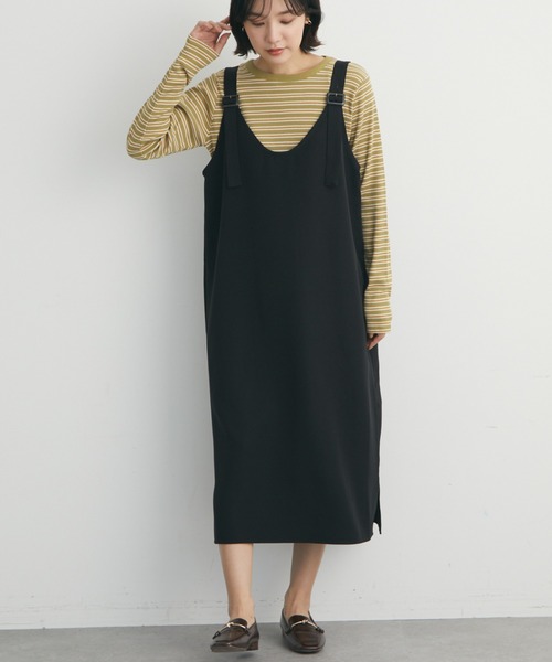 Green Parks(グリーンパークス)の「サス付きジャンスカ(ジャンパースカート・レディース・ブラック/ベージュ・FREE)」の1枚目の写真