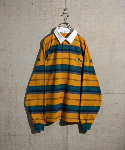 JOHN'S CLOSET(ジョンズクローゼット)の「【13】マルチボーダー ビックラガーシャツ(ポロシャツ・メンズ・ブラック/ネイビー/オフホワイト/ブルー/グリーン/アイボリー/ブラック系その他/ホワイト/オレンジ/グリーン系その他/ブルーグレー・MEDIUM/LARGE)」の11枚目の写真