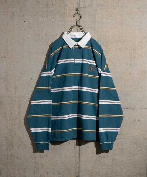 JOHN'S CLOSET(ジョンズクローゼット)の「【13】マルチボーダー ビックラガーシャツ(ポロシャツ・メンズ・ブラック/ネイビー/オフホワイト/ブルー/グリーン/アイボリー/ブラック系その他/ホワイト/オレンジ/グリーン系その他/ブルーグレー・MEDIUM/LARGE)」の6枚目の写真
