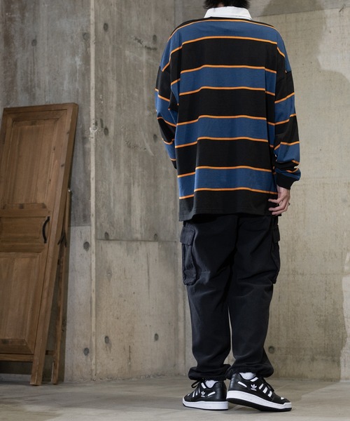 JOHN'S CLOSET(ジョンズクローゼット)の「【13】マルチボーダー ビックラガーシャツ(ポロシャツ・メンズ・ブラック/ネイビー/オフホワイト/ブルー/グリーン/アイボリー/ブラック系その他/ホワイト/オレンジ/グリーン系その他/ブルーグレー・MEDIUM/LARGE)」の22枚目の写真