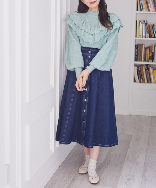 Areeam（アリーム）の「フロントボタンデニムスカート（デニムスカート・レディース・インディゴブルー・FREE）」の7枚目の写真