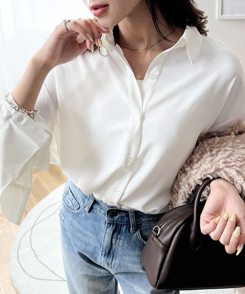 セール】進化系トレンドNo1。2way袖スリットボリュームブラウス