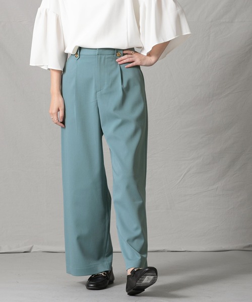 Gready Brilliant（グレディブリリアン）の「ＴＲツイルタックセミワイドパンツ（その他パンツ・レディース・グレイッシュベージュ/ブルーグリーン・38/36）」の7枚目の写真