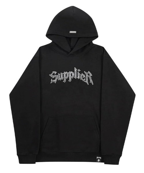 SUPPLIER(サプライヤー)の「A'GEM/9 × .kom『SUPPLIER/サプライヤー』PYTHON IRON LOGO HOODIE/パイソン アイアンロゴ プルオーバーパーカー(パーカー・メンズ・グリーン/ブラック・L/XL)」の3枚目の写真