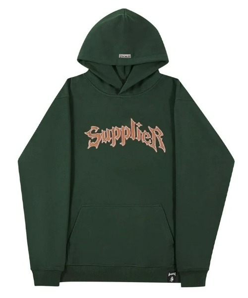 SUPPLIER(サプライヤー)の「A'GEM/9 × .kom『SUPPLIER/サプライヤー』PYTHON IRON LOGO HOODIE/パイソン アイアンロゴ プルオーバーパーカー(パーカー・メンズ・グリーン/ブラック・L/XL)」の8枚目の写真