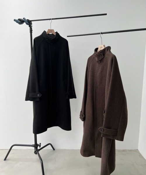 y/m by れぽすけ（イムバイレポスケ）の「ロングベルテッド2wayスタンドカラーコート（その他アウター・メンズ・ブラック/ブラウン・MEDIUM/LARGE）」の6枚目の写真