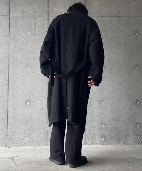 y/m by れぽすけ（イムバイレポスケ）の「ロングベルテッド2wayスタンドカラーコート（その他アウター・メンズ・ブラック/ブラウン・MEDIUM/LARGE）」の10枚目の写真