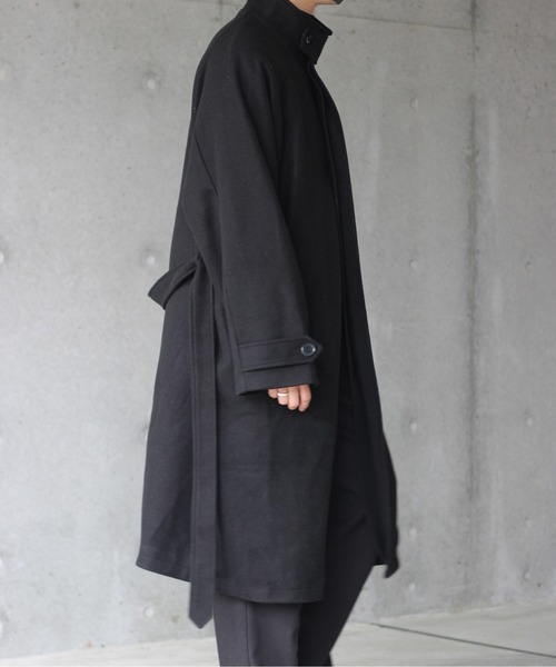 y/m by れぽすけ（イムバイレポスケ）の「ロングベルテッド2wayスタンドカラーコート（その他アウター・メンズ・ブラック/ブラウン・MEDIUM/LARGE）」の18枚目の写真
