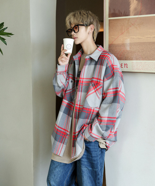 neos(ネオス)の「【neos -addictive design-】ルーズシルエット レトロ チェック オーバー ツイル シャツ(シャツ/ブラウス・メンズ・ネイビー/レッド/ブラウン/ベージュ・MEDIUM/LARGE/X-LARGE)」の5枚目の写真
