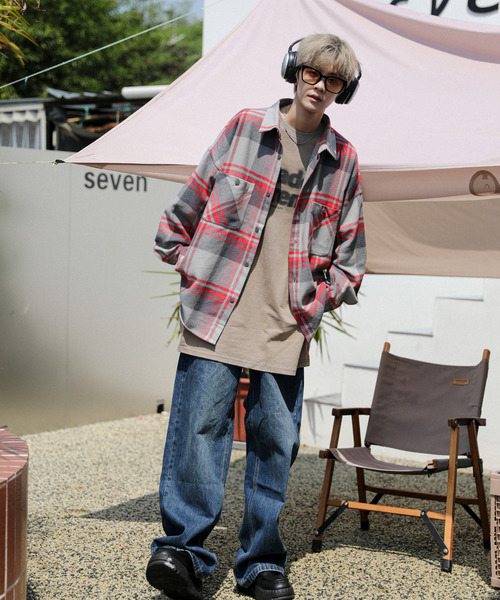 neos(ネオス)の「【neos -addictive design-】ルーズシルエット レトロ チェック オーバー ツイル シャツ(シャツ/ブラウス・メンズ・ネイビー/レッド/ブラウン/ベージュ・MEDIUM/LARGE/X-LARGE)」の6枚目の写真