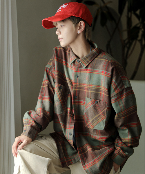 neos(ネオス)の「【neos -addictive design-】ルーズシルエット レトロ チェック オーバー ツイル シャツ(シャツ/ブラウス・メンズ・ネイビー/レッド/ブラウン/ベージュ・MEDIUM/LARGE/X-LARGE)」の10枚目の写真