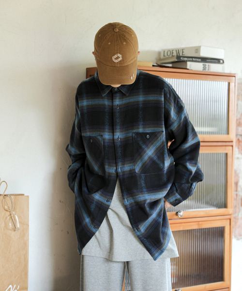 neos(ネオス)の「【neos -addictive design-】ルーズシルエット レトロ チェック オーバー ツイル シャツ(シャツ/ブラウス・メンズ・ネイビー/レッド/ブラウン/ベージュ・MEDIUM/LARGE/X-LARGE)」の22枚目の写真