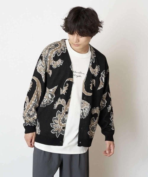 a.v.v（アーヴェヴェ）の「ペイズリー柄ワイドシルエットカーディガン（カーディガン/ボレロ・メンズ・ブラック/ライトブラウン・46/48）」の14枚目の写真