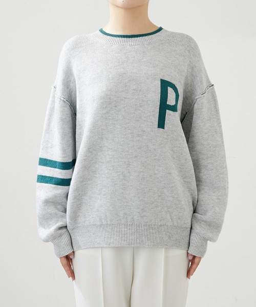 Whim Gazette（ウィムガゼット）の「【THE PAUSE】ロゴニットプルオーバー（ニット/セーター・レディース・ライトグレー/ネイビー・FREE）」の6枚目の写真