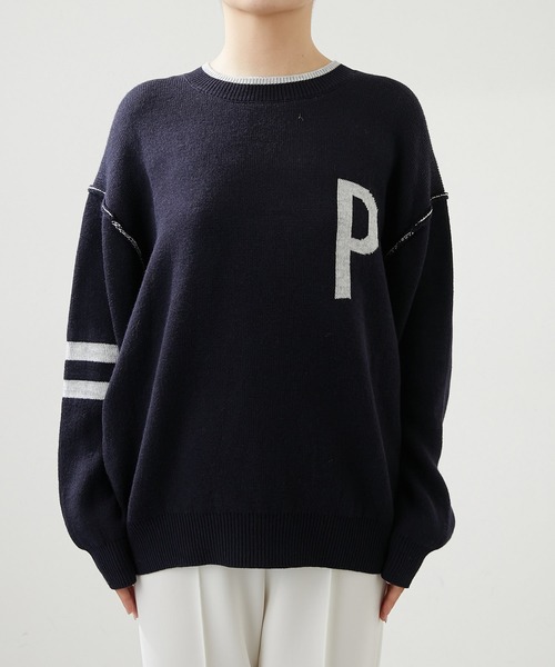 Whim Gazette（ウィムガゼット）の「【THE PAUSE】ロゴニットプルオーバー（ニット/セーター・レディース・ライトグレー/ネイビー・FREE）」の17枚目の写真