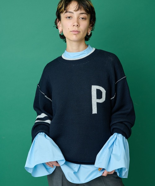 Whim Gazette（ウィムガゼット）の「【THE PAUSE】ロゴニットプルオーバー（ニット/セーター・レディース・ライトグレー/ネイビー・FREE）」の18枚目の写真