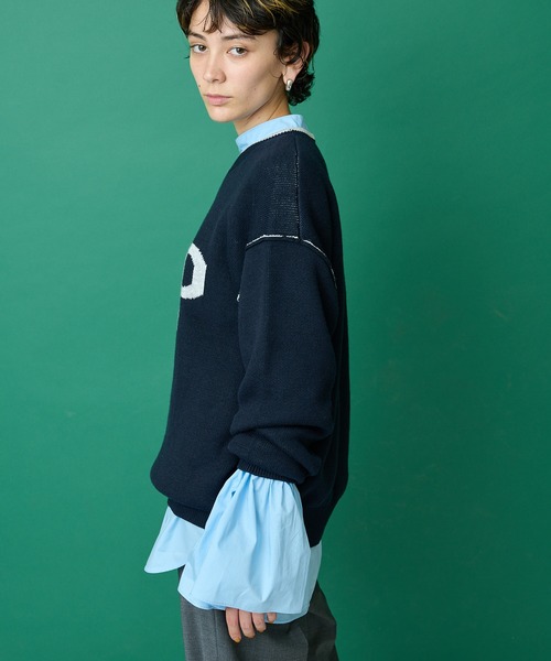 Whim Gazette（ウィムガゼット）の「【THE PAUSE】ロゴニットプルオーバー（ニット/セーター・レディース・ライトグレー/ネイビー・FREE）」の13枚目の写真