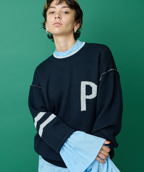 Whim Gazette（ウィムガゼット）の「【THE PAUSE】ロゴニットプルオーバー（ニット/セーター・レディース・ライトグレー/ネイビー・FREE）」の19枚目の写真