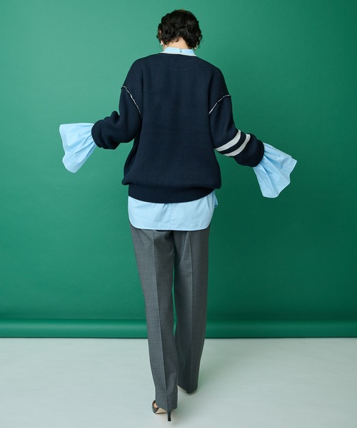 Whim Gazette（ウィムガゼット）の「【THE PAUSE】ロゴニットプルオーバー（ニット/セーター・レディース・ライトグレー/ネイビー・FREE）」の8枚目の写真