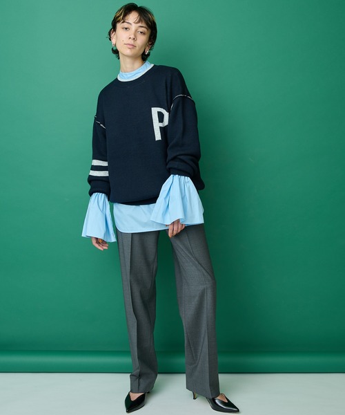 Whim Gazette（ウィムガゼット）の「【THE PAUSE】ロゴニットプルオーバー（ニット/セーター・レディース・ライトグレー/ネイビー・FREE）」の14枚目の写真