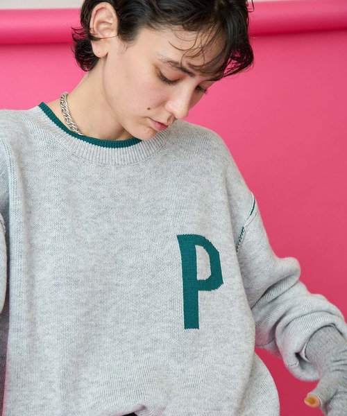 Whim Gazette（ウィムガゼット）の「【THE PAUSE】ロゴニットプルオーバー（ニット/セーター・レディース・ライトグレー/ネイビー・FREE）」の5枚目の写真