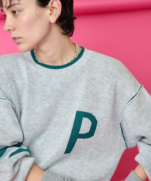 Whim Gazette（ウィムガゼット）の「【THE PAUSE】ロゴニットプルオーバー（ニット/セーター・レディース・ライトグレー/ネイビー・FREE）」の15枚目の写真