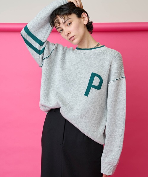 Whim Gazette（ウィムガゼット）の「【THE PAUSE】ロゴニットプルオーバー（ニット/セーター・レディース・ライトグレー/ネイビー・FREE）」の21枚目の写真