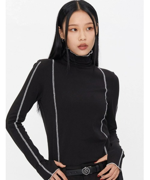 TARGETTO(ターゲット)の「A'GEM/9 × .kom『TARGETTO/ターゲット』LINING WARMER TURTLENECK/ウォーマータートルネック(Tシャツ/カットソー・レディース・ブラック/ホワイト・FREE)」の18枚目の写真