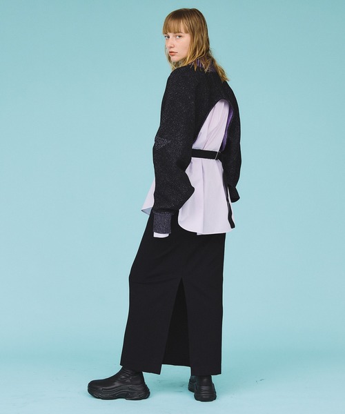 casane（カサネ）の「ロングIラインスカート（スカート・レディース・ベージュ/ブルー/ブラック・1/2）」の7枚目の写真