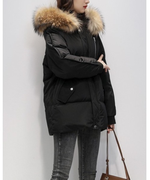 Ritzy（リッツィー）の「ファー付きエコダウンジャケット（ダウンジャケット/コート・レディース・ブラック/グリーン/アイボリー・M/L）」の7枚目の写真