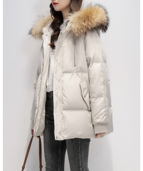 Ritzy（リッツィー）の「ファー付きエコダウンジャケット（ダウンジャケット/コート・レディース・ブラック/グリーン/アイボリー・M/L）」の16枚目の写真