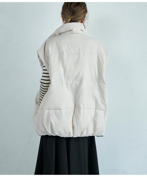 Settimissimo（セッティミッシモ）の「ヴィンテージタフタダウン風ジレ（ダウンベスト・レディース・アイボリー/ブラック・FREE）」の6枚目の写真