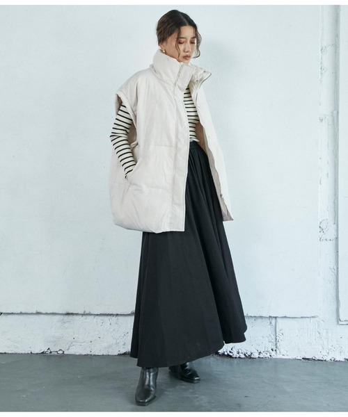 Settimissimo（セッティミッシモ）の「ヴィンテージタフタダウン風ジレ（ダウンベスト・レディース・アイボリー/ブラック・FREE）」の8枚目の写真