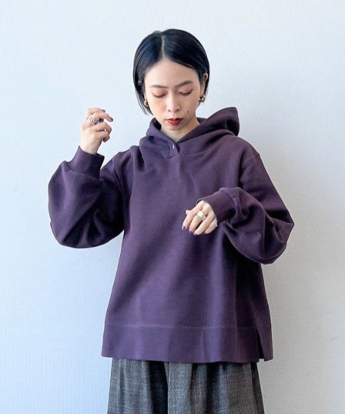 studio CLIP（スタディオクリップ）の「裏起毛フードパーカー（パーカー・レディース・アイボリー/ライトグレー/パープル/マスタード・FREE）」の3枚目の写真