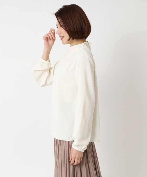 SHOO・LA・RUE（シューラルー）の「◆【S-3L】スタンドフリルブラウス（シャツ/ブラウス・レディース・アイボリー/ブラック・01/02/03/04/05）」の4枚目の写真